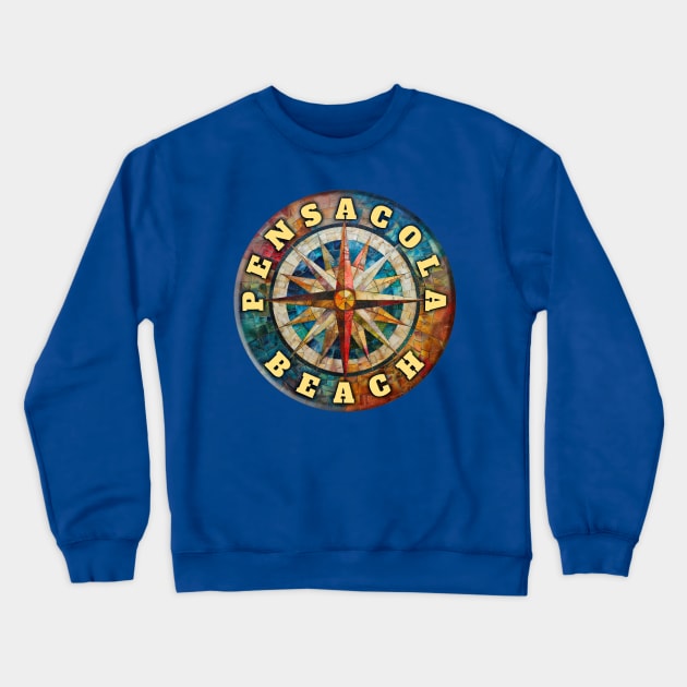 Pensacola Beach, Florida, Compass Rose Crewneck Sweatshirt by jcombs